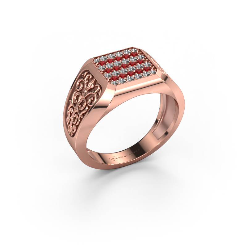 Image of Men's ring Amir 585 rose gold Ruby 1.4 mm