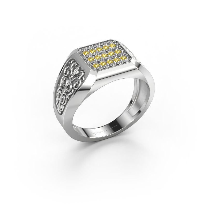 Image of Men's ring Amir 950 platinum Yellow sapphire 1.4 mm