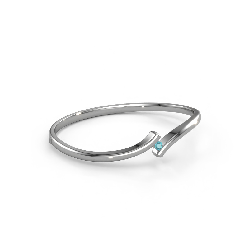 Image de Bracelet jonc Amy 585 or blanc Topaze bleue 3.4 mm