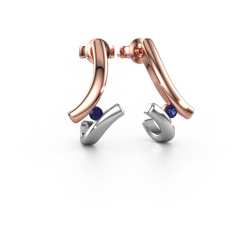 Afbeelding van Oorbellen Amy 585 rosé goud Saffier 2.2 mm