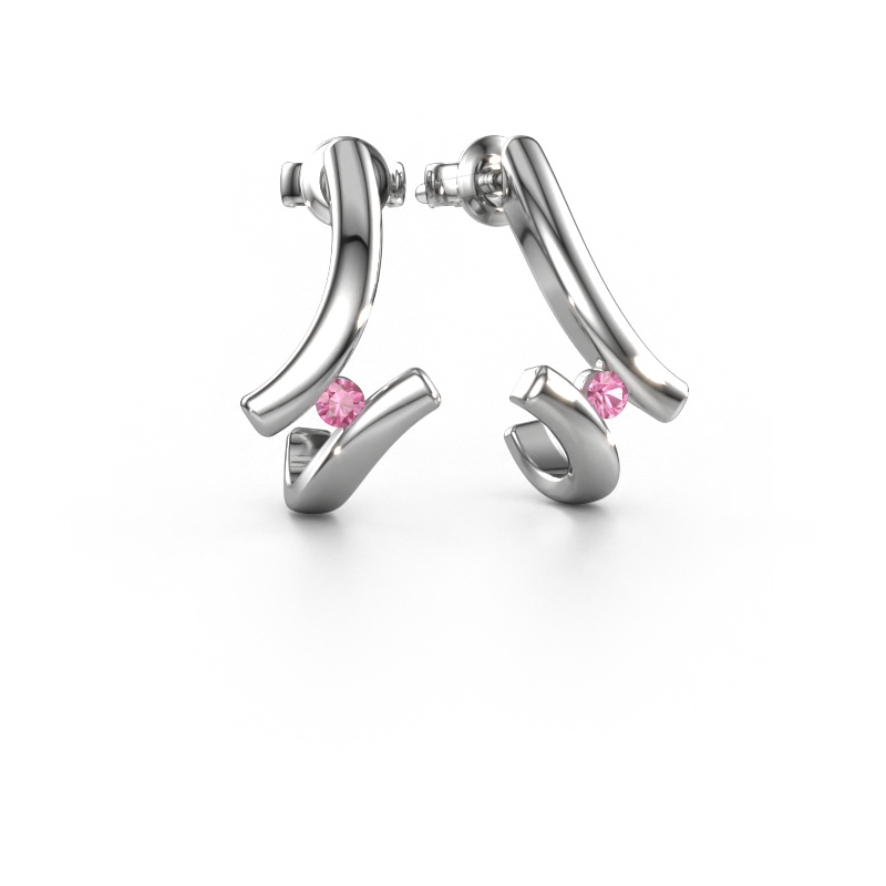 Image de Boucles d'oreilles Amy 950 platine Saphir rose 2.2 mm