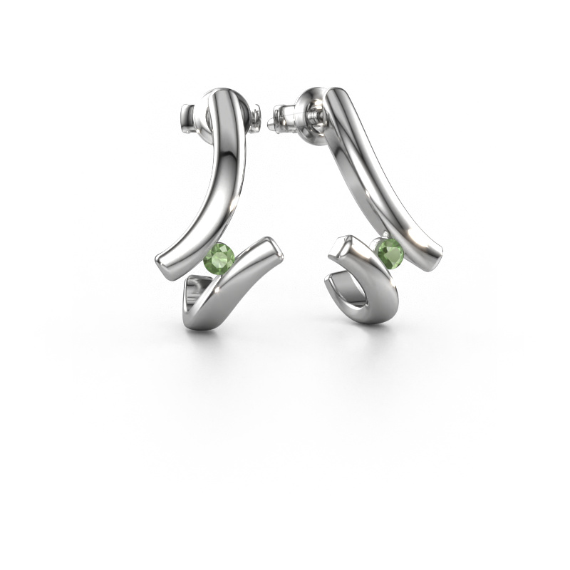 Image of Earrings Amy 950 platinum Tourmaline green 2.2 mm