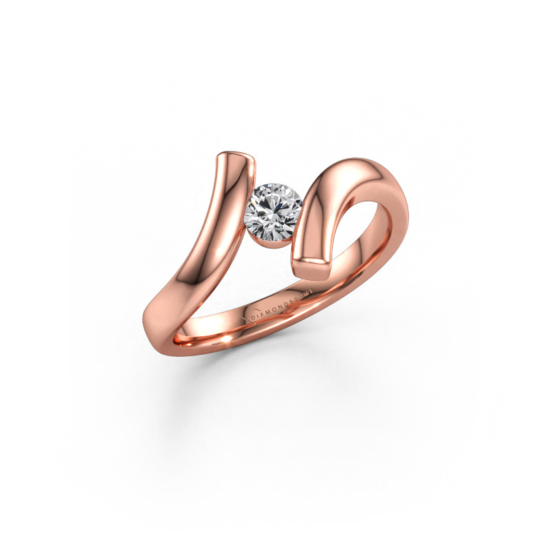 Immagine di Anello Amy 585 oro rosa Zirconia cubica 4 mm