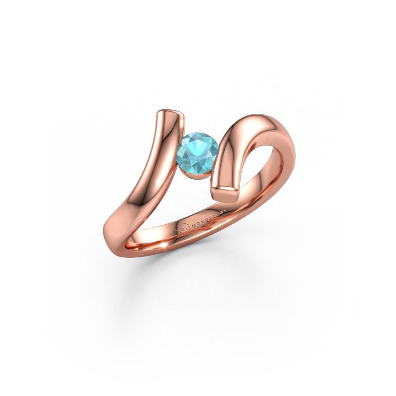Bild av Ring Amy 585 roséguld Blå topas 4 mm