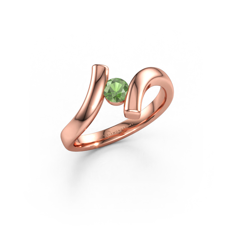 Immagine di Anello Amy 585 oro rosa Tormalina verde 4 mm