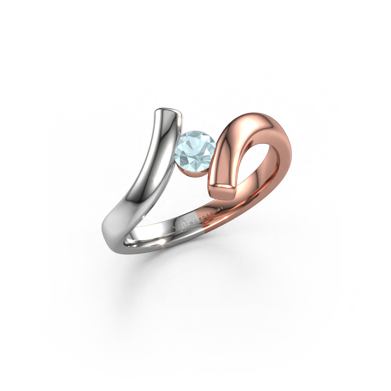 Image of Ring Amy 585 rose gold Aquamarine 4 mm