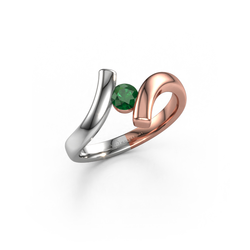 Image of Ring Amy 585 rose gold Emerald 4 mm
