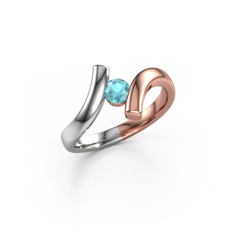 Image of Ring Amy 585 rose gold Blue topaz 4 mm