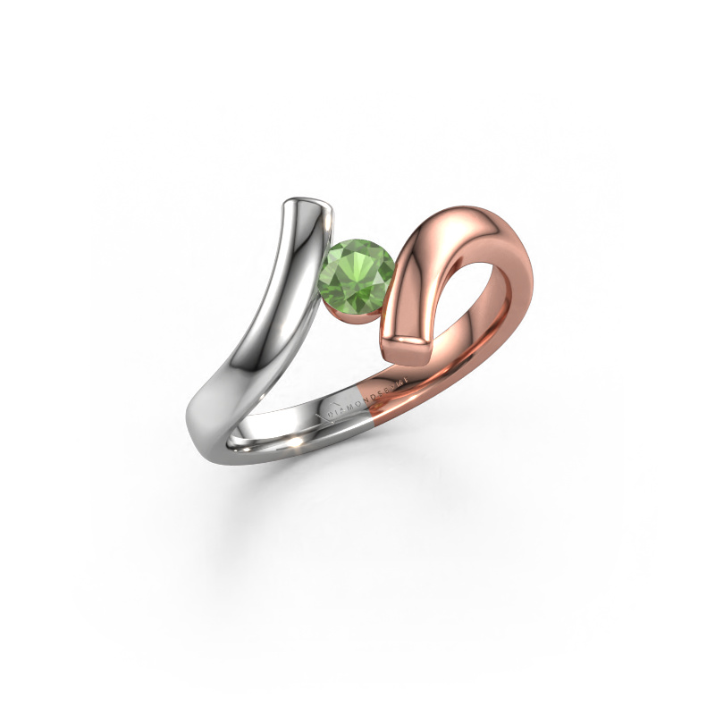 Bild von Ring Amy 585 Roségold Turmalin grün 4 mm