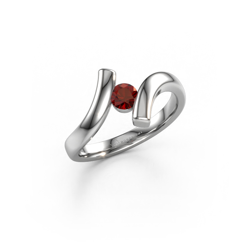 Image of Ring Amy 585 white gold Garnet 4 mm