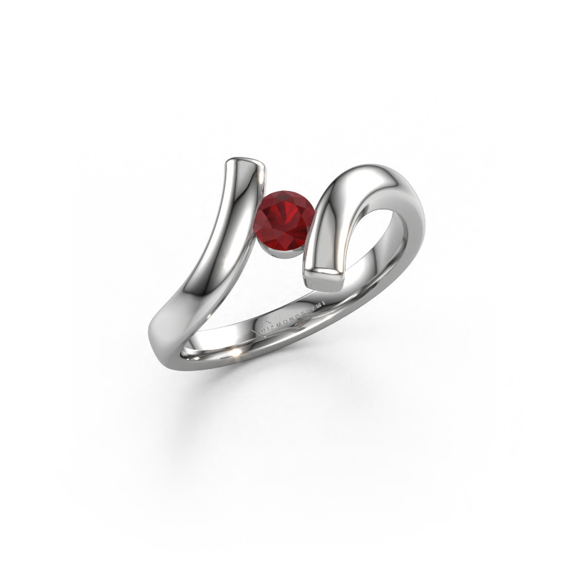 Image of Ring Amy 585 white gold Ruby 4 mm