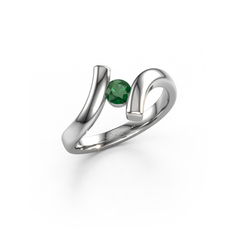 Image of Ring Amy 585 white gold Emerald 4 mm