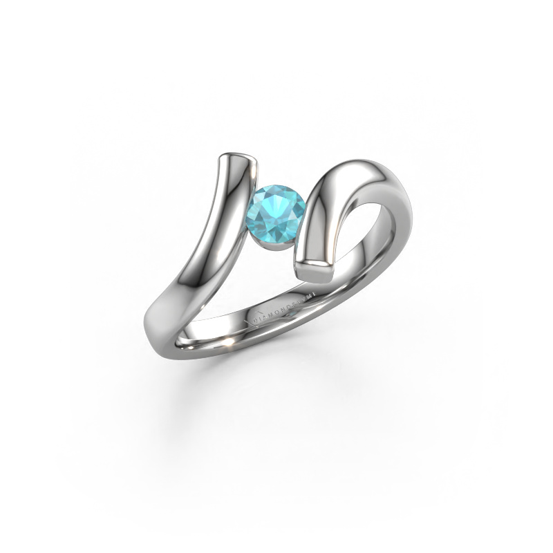 Image of Ring Amy 585 white gold Blue topaz 4 mm