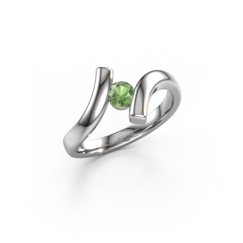 Image of Ring Amy 950 platinum Tourmaline green 4 mm