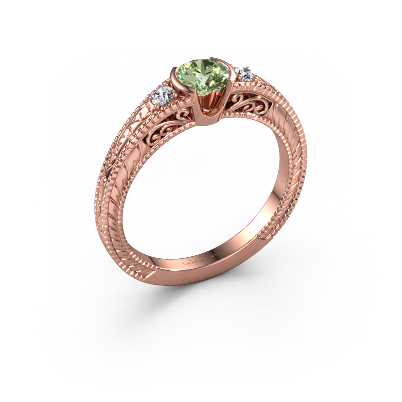 Image of Engagement ring Anamaria 585 rose gold Green lab grown diamond 5 mm