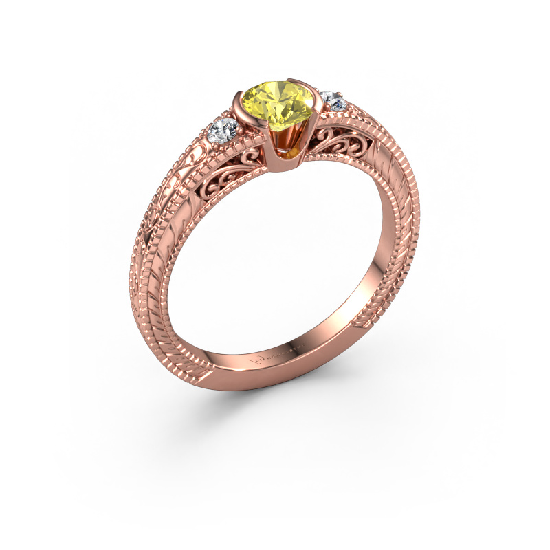 Image of Engagement ring Anamaria 585 rose gold Yellow lab grown diamond 5 mm