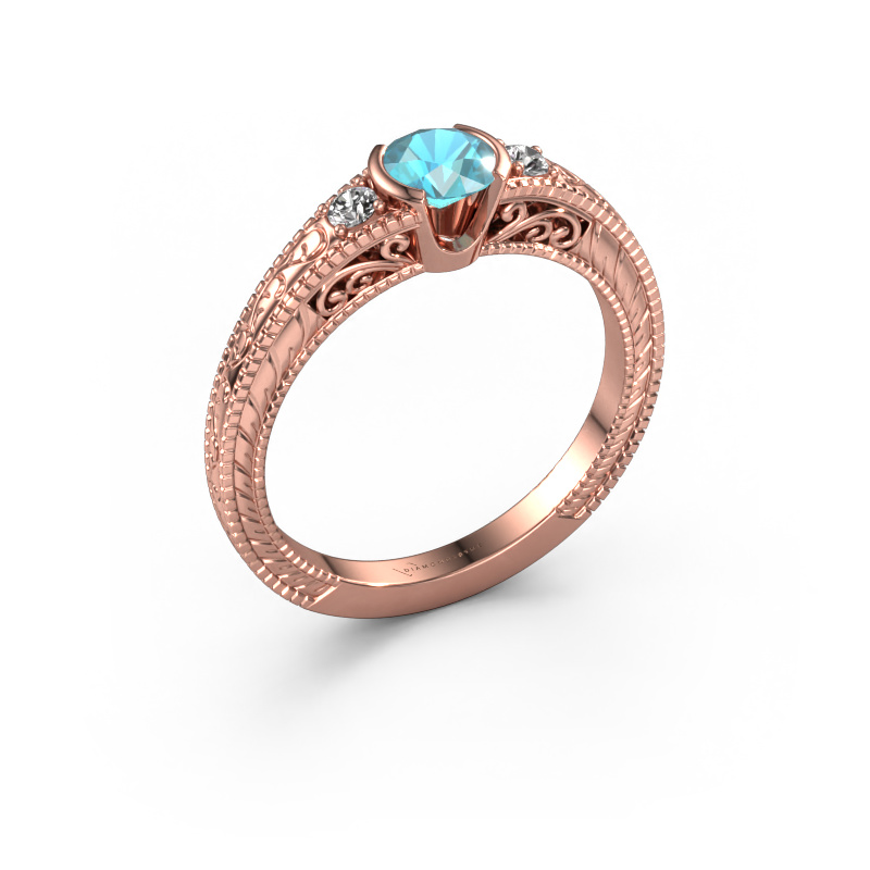 Bild von Verlobungsring Anamaria 585 Roségold Blau Topas 5 mm