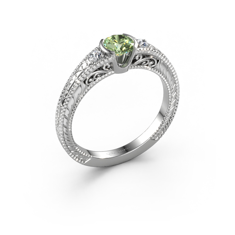 Afbeelding van Verlovingsring Anamaria 585 witgoud Groene lab grown diamant 5 mm