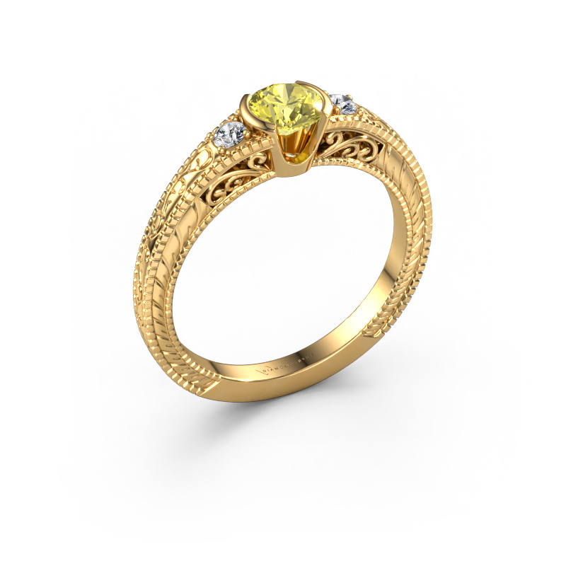 Image of Engagement ring Anamaria 585 gold Yellow lab grown diamond 5 mm