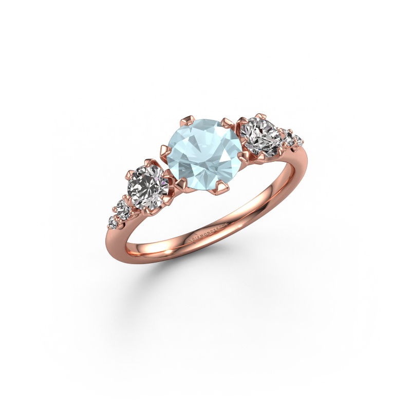 Bild von Verlobungsring Aniek RND 585 Roségold Aquamarin 6.5 mm