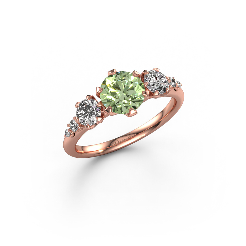 Image of Engagement ring Aniek RND 585 rose gold Green lab grown diamond 6.5 mm