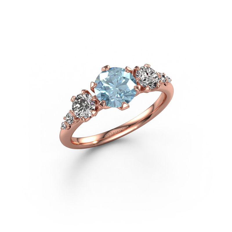 Image of Engagement ring Aniek RND 585 rose gold Blue lab grown diamond 6.5 mm