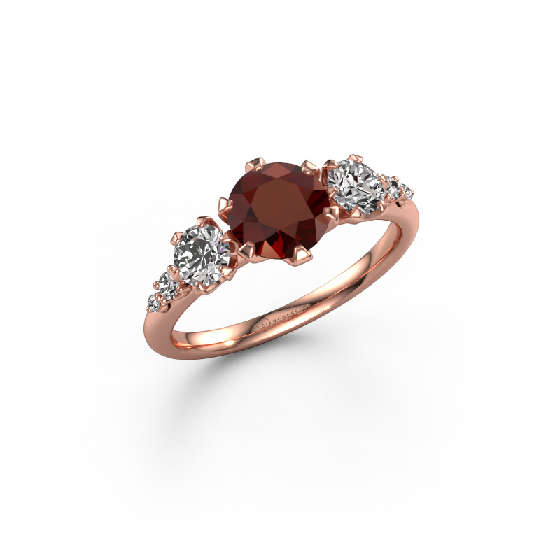 Bild von Verlobungsring Aniek RND 585 Roségold Granat 6.5 mm