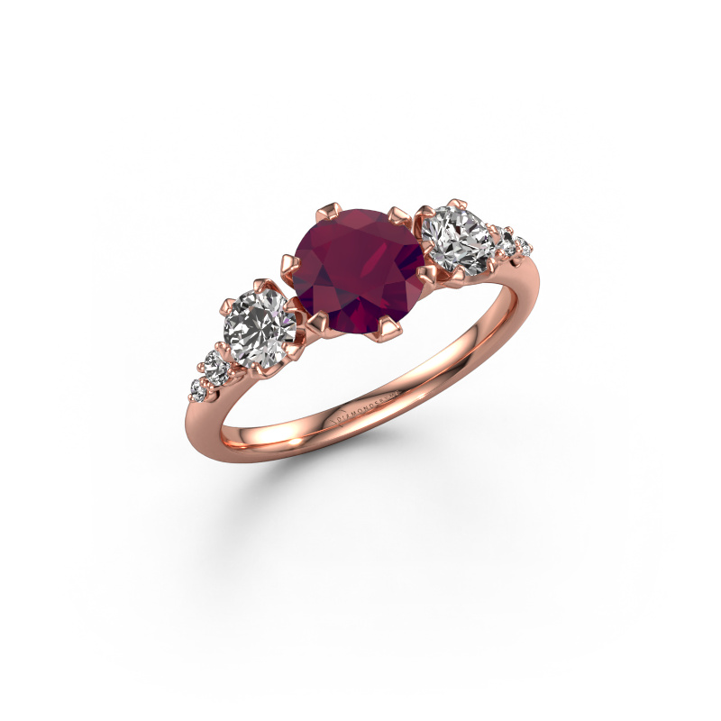Image de Bague de fiançailles Aniek RND 585 or rose Rhodolite 6.5 mm