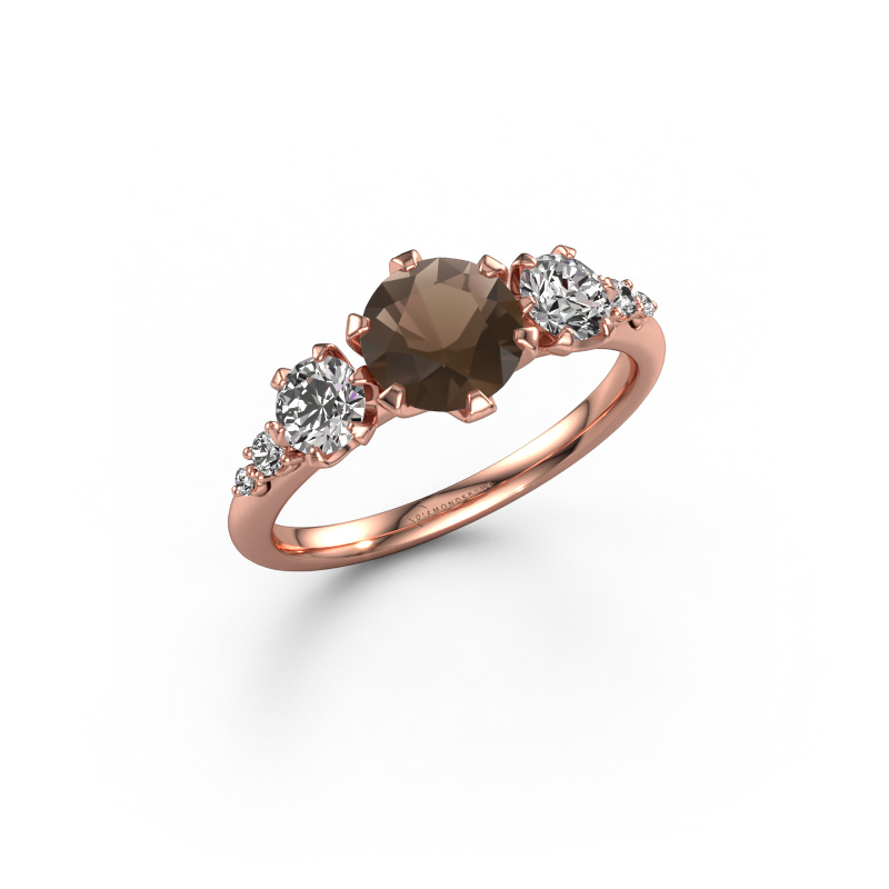 Image of Engagement ring Aniek RND 585 rose gold Smokey quartz 6.5 mm