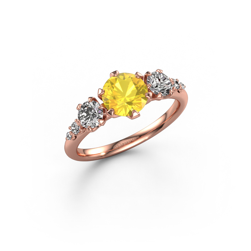 Image of Engagement ring Aniek RND 585 rose gold Yellow sapphire 6.5 mm