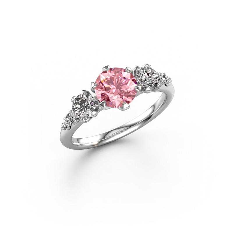 Image of Engagement ring Aniek RND 585 white gold Pink lab grown diamond 6.5 mm
