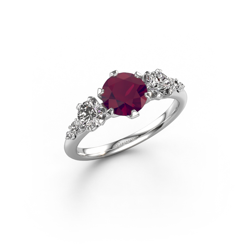 Image of Engagement ring Aniek RND 950 platinum Rhodolite 6.5 mm