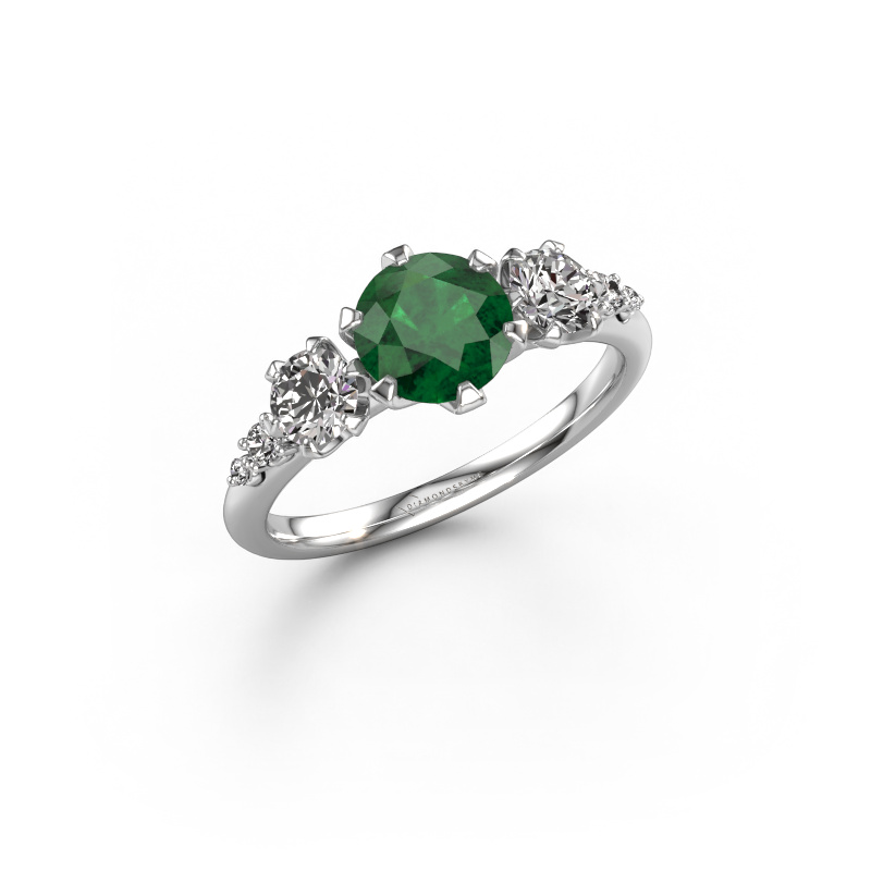 Image of Engagement ring Aniek RND 585 white gold Emerald 6.5 mm