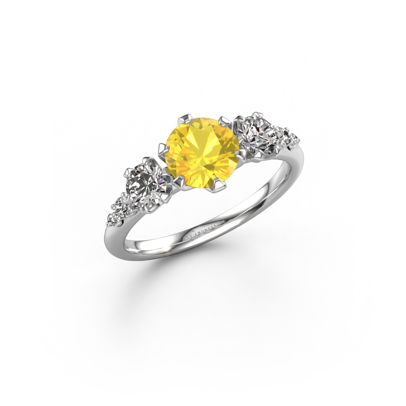 Image of Engagement ring Aniek RND 950 platinum Yellow sapphire 6.5 mm