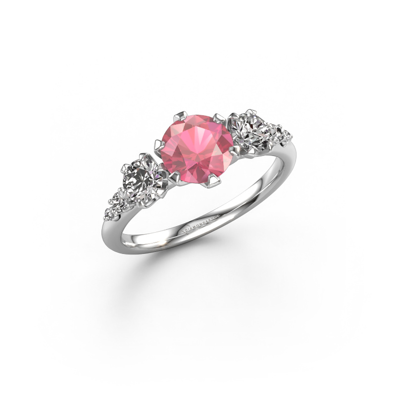 Image of Engagement ring Aniek RND 950 platinum Tourmaline pink 6.5 mm