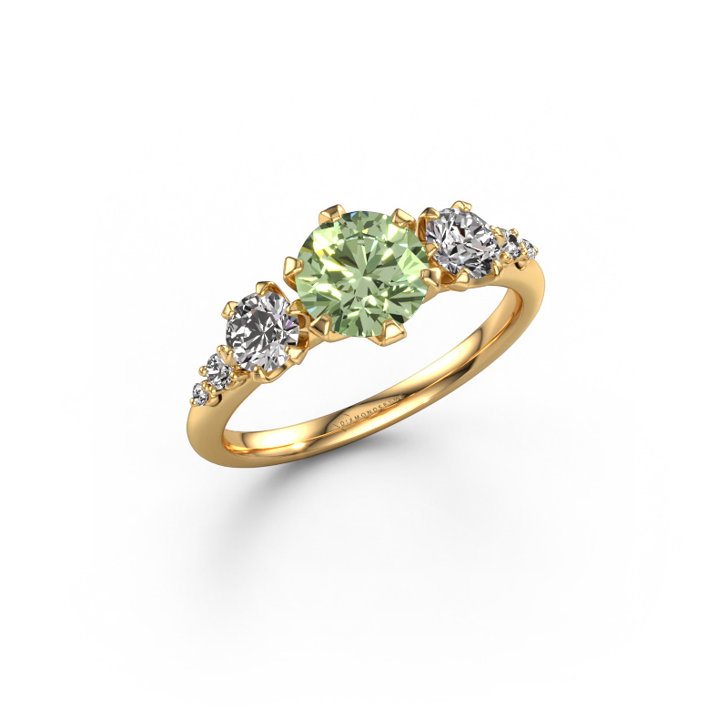 Image de Bague de fiançailles Aniek RND 585 or jaune Diamants synthétiques vert 6.5 mm