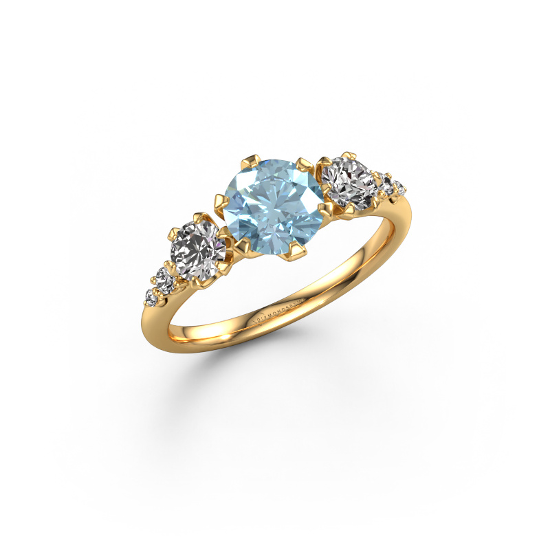Image of Engagement ring Aniek RND 585 gold Blue lab grown diamond 6.5 mm