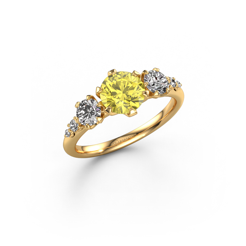 Image de Bague de fiançailles Aniek RND 585 or jaune Diamants synthétiques jaune 6.5 mm