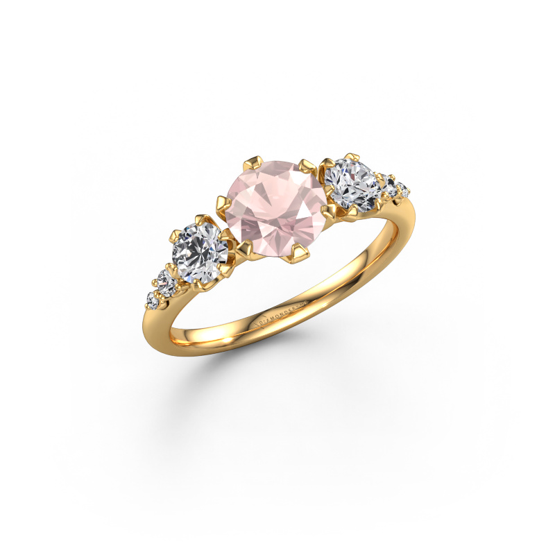 Afbeelding van Verlovingsring Aniek RND 585 goud Morganiet champagne 6.5 mm