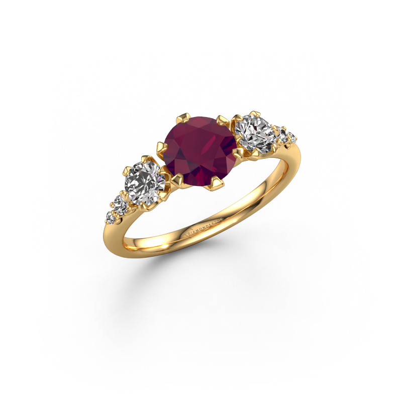 Image de Bague de fiançailles Aniek RND 585 or jaune Rhodolite 6.5 mm