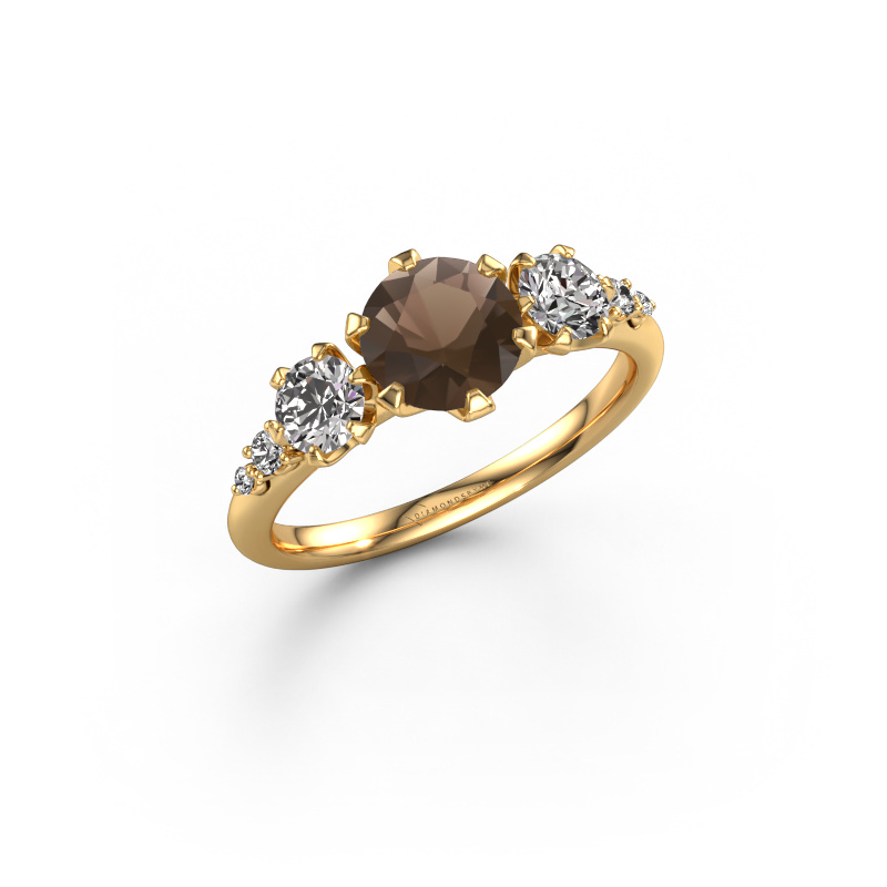 Image de Bague de fiançailles Aniek RND 585 or jaune Quartz fumé 6.5 mm