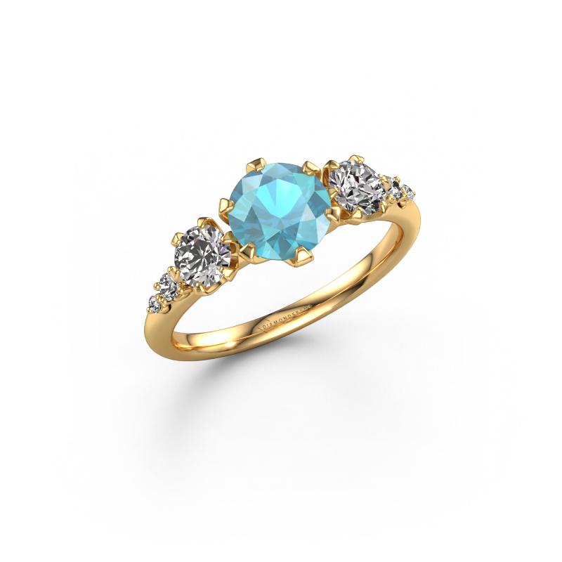 Image of Engagement ring Aniek RND 585 gold Blue topaz 6.5 mm