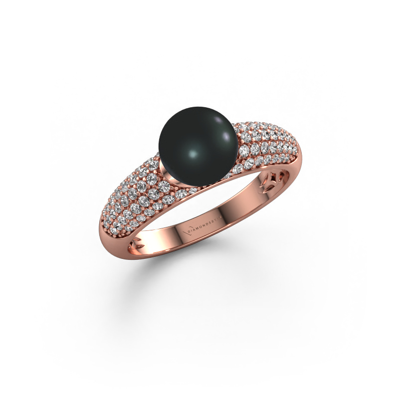 Bild von Ring Anisa 585 Roségold Schwarz Perle 7 mm