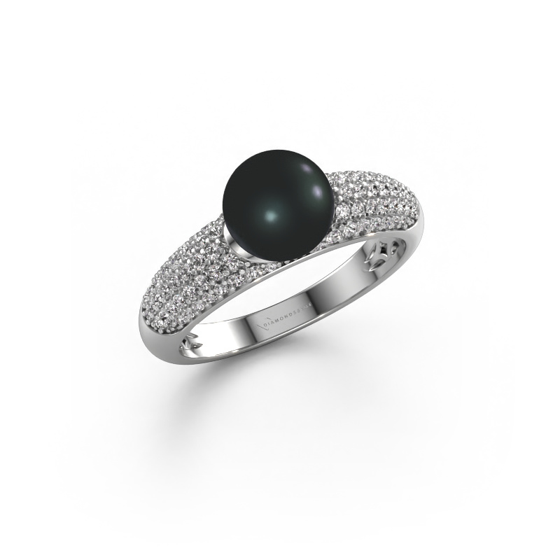 Image of Ring Anisa 585 white gold Black pearl 7 mm
