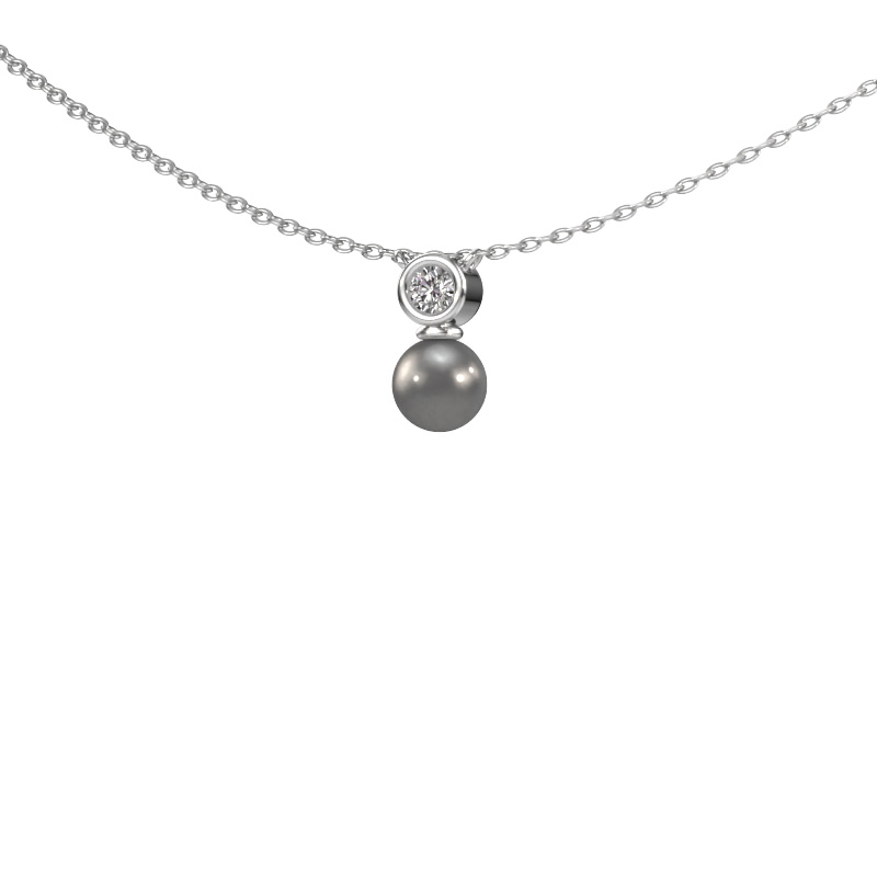 Image of Pendant Ann 950 platinum Grey pearl 5 mm