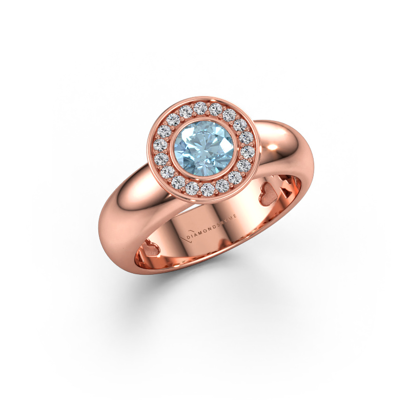 Bild av Ring Anna 585 roséguld Blå labbodlad diamant 5 mm