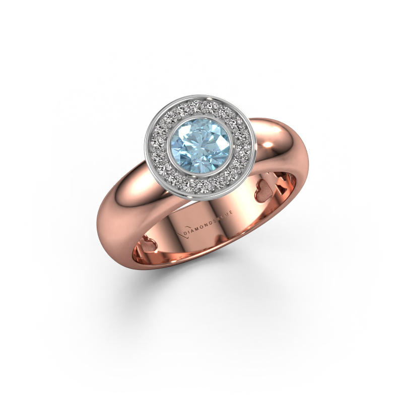 Image of Ring Anna 585 rose gold Blue lab grown diamond 5 mm
