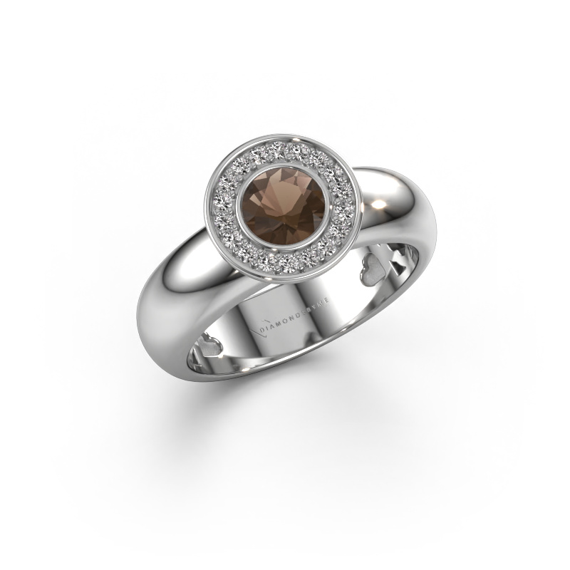 Image of Ring Anna 585 white gold Smokey quartz 5 mm