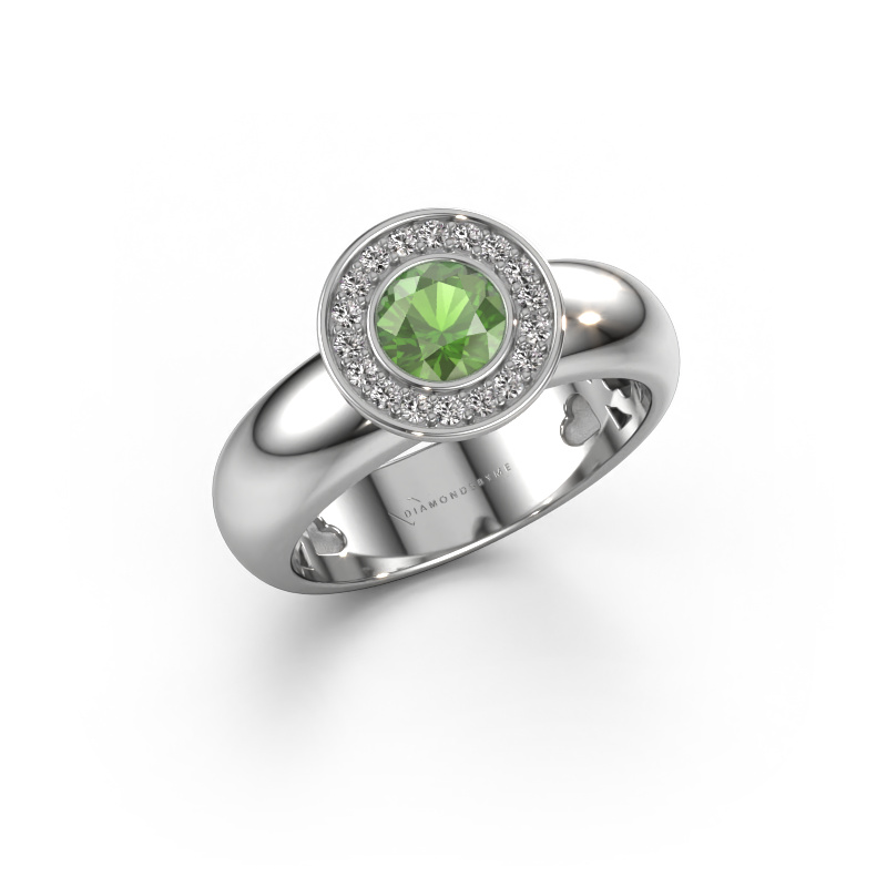Image of Ring Anna 585 white gold Tourmaline green 5 mm