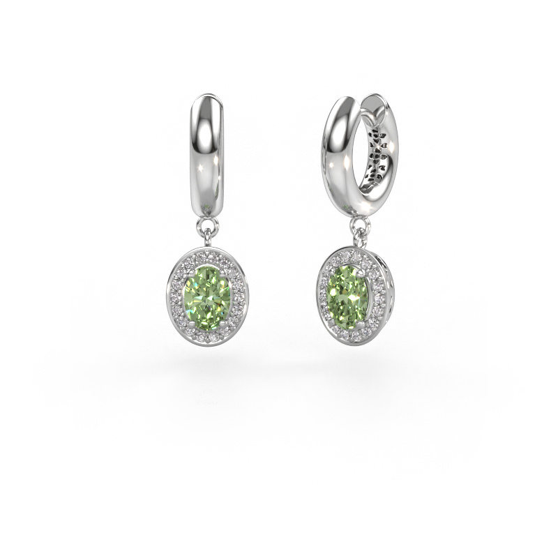 Image de Pendants d'oreilles Annett 585 or blanc Diamants synthétiques vert 7x5 mm